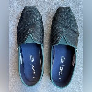 Toms Sparkly Galapagos Green Alpargatas, size 6